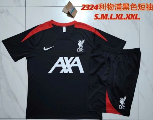 2023/24 Liverpool Black Shorts-Sleeve Soccer Tracksuit Uniform-815