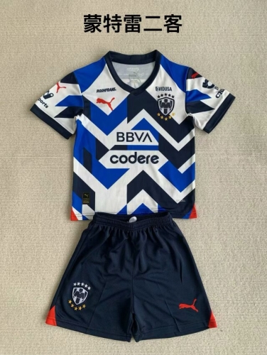Kids 2023/24 Monterrey 2nd Away Blue & White Kids/Youth Soccer Uniform-208
