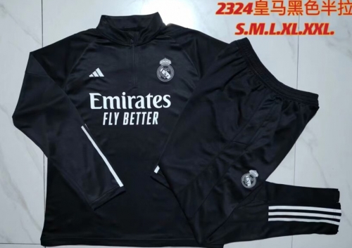 2023/24 Real Madrid Black Soccer Tracksuit Uniform-815