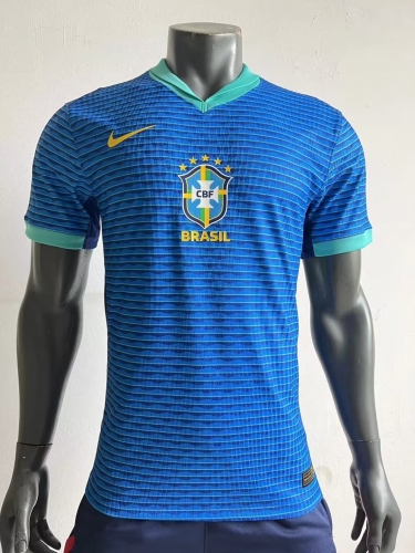 Player Version 2024/25 Brazil Away Blue Soccer Thailand Jersey AAA-703/308/210