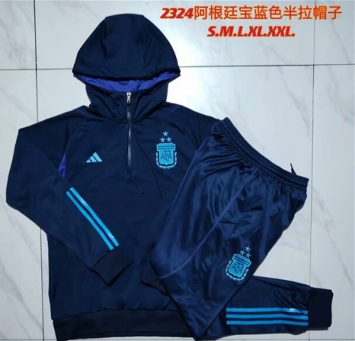 2023/24 Argentina Royal Blue Thailand Soccer Tracksuit Uniform With Hat-815