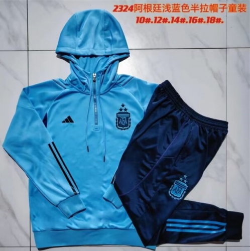 2023/24 Argentina Light Blue Kids/Youth Tracksuit Unifom With Hat-815