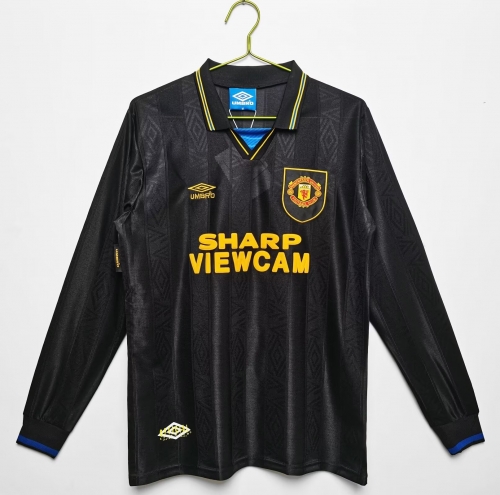 93-94 Retro Version Manchester United 2nd Away Black LS Thailand Soccer Jersey AAA-710/2011