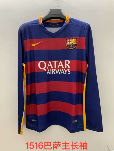 15-16 Retro Version Barcelona Home Red & Blue LS Thailand Soccer Jersey AAA-509