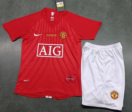07-08 Retro Champion Version Manited United Home Red Youth/kids Soccer Uniform-123/1040