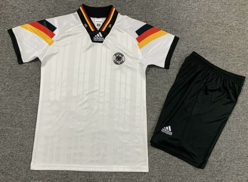 92 Retro Version Kids Germany Home White Soccer Uniform-1040