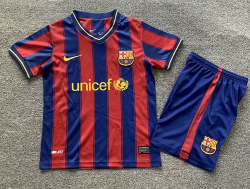 09-10 Retro Version Barcelona Blue & Red Kids/Youth Soccer Uniform-1040