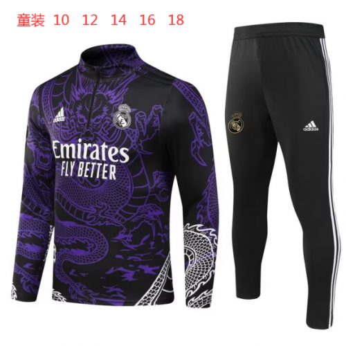 Kids 2023/24 Special Version Real Madrid Purple Soccer Tracksuit Uniform-GDP