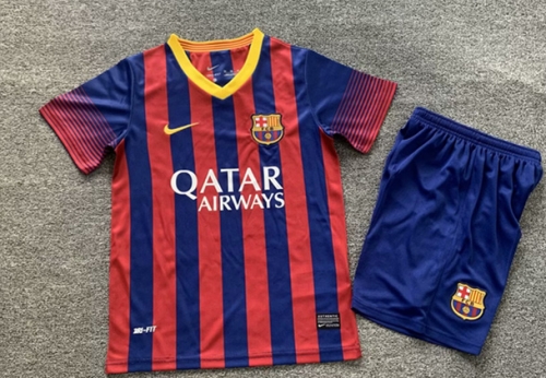 13-14 Retro Version Barcelona Blue & Red Kids/Youth Soccer Uniform-1040