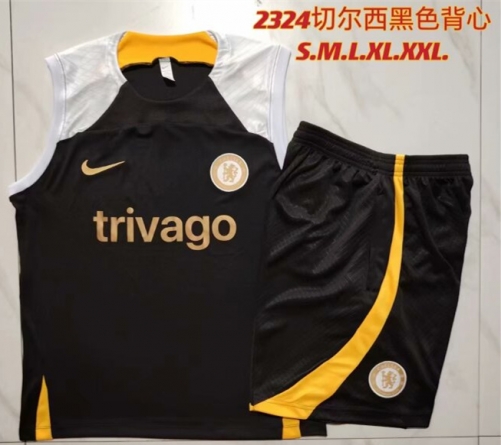 2023/24 Chelsea Black Shorts-sleeve Thailand Soccer Tracksuit Uniform-815