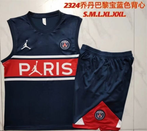 2023/24 Jordan Paris SG Royal Blue Shorts-Sleeve Thailand Soccer Uniform-815