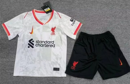 2024/2025 Liverpool 2nd away games White Youth/Kids Soccer Uniform-A