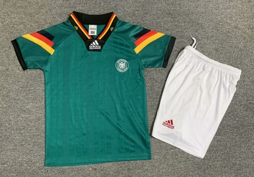 Kids 92 Retro Version Germany Away Green Kids/Youth Soccer Uniform-1040