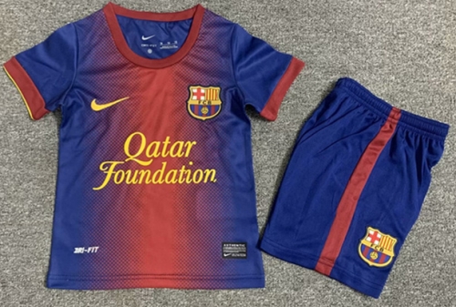 12-13 Retro Version Barcelona Home Blue & Red Kids/Youth Soccer Uniform-1040