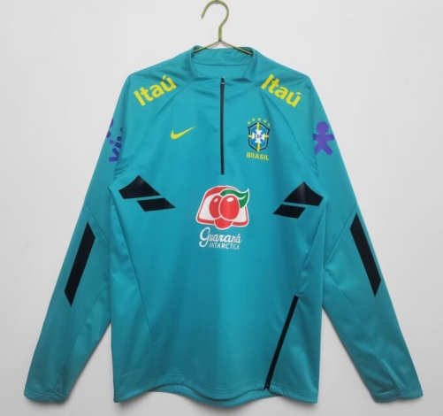 2023 Brazil Blue Thailand Soccer Tracksuit Top-710