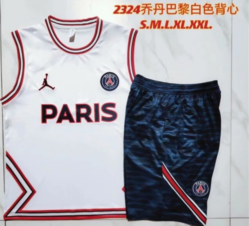 2023/24 Paris SG White Shorts-Sleeve Thailand Soccer Uniform-815