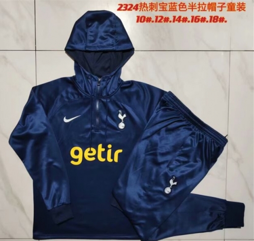 Kids 2023/24 Tottenham Hotspur Royal Blue Kids/Youth Thailand Soccer Tracksuit Uniform With Hat-815