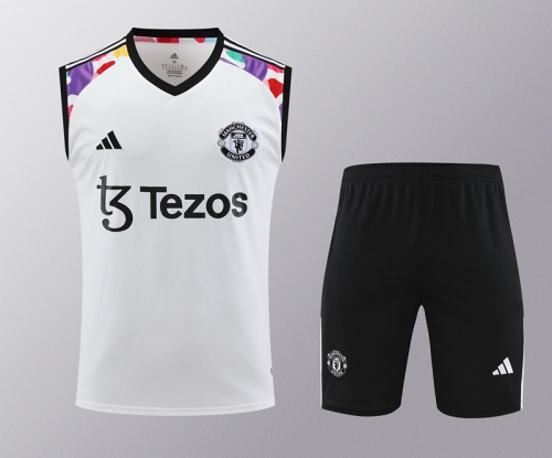 2024/25 Manchester United White Thailand Soccer Training Vest Uniform-418