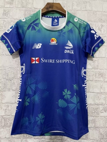 24 Fiji Home Away Blue Thailand Women Rugby Shirts-805