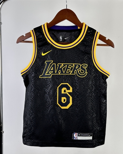 Snakeskin VersionLos Angeles Lakers Black #6 Youth/Kids NBA Uniform-311