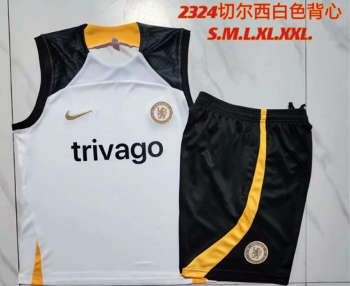 2023/24 Chelsea White Shorts-sleeve Thailand Soccer Tracksuit Uniform-815