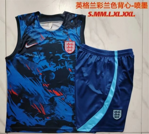 2023/24 England Colorful Blue Shorts-Sleeve Thailand Soccer Tracksuit Uniform-815
