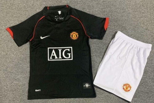 07-08 Retro Champion Version Manited United Away Black Youth/kids Soccer Uniform-1040/123