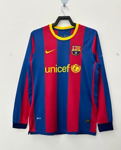 10-11 Retro Version Barcelona Home Red & Blue LS Thailand Soccer Jersey AAA-601/410/311