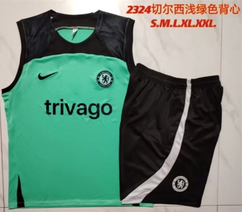 2023/24 Chelsea Light Green Shorts-sleeve Thailand Soccer Tracksuit Uniform-815