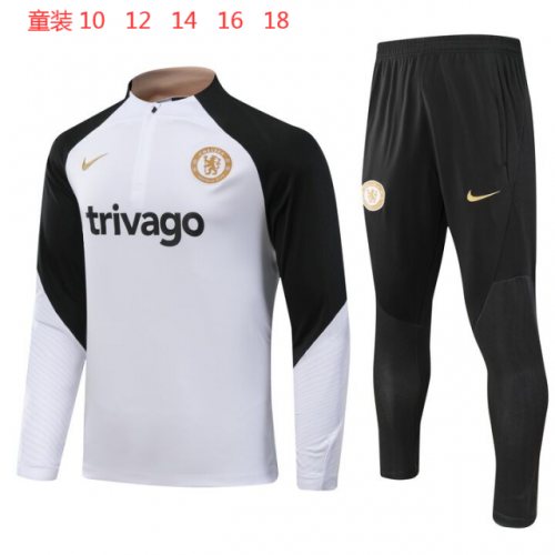 Kids 2023/24 Chelsea White Kids/Youth Thailand Soccer Tracksuit Uniform-GDP