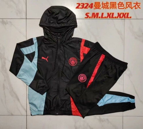 2023/24 Manchester City Black Soccer Windbreaker Uniform-815