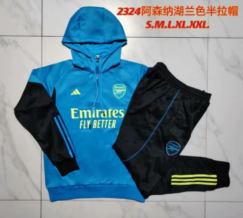 2023/24 Arsenal Light Blue Soccer Tracksuit Uniform With Hat-815
