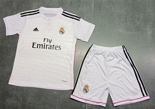 Kids14-15 Retrro Model Real Madrid Home White Kids/Youth Soccer Uniform-123