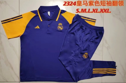 2023/24 Real Madrid Purple Thailand Soccer Polo Uniform-815