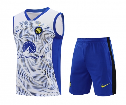 2023/24 Inter Milan Blue & White Thailand Soccer Training Vest Uniform-418