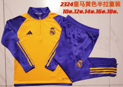 Kids 2023/24 Real Madrid Dark Yellow Kids/Youth Soccer Tracksuit Uniform-801