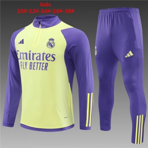 Kids 2023/24 Special Real Madrid Yellow Kids/Youth Soccer Tracksuit Uniform-801