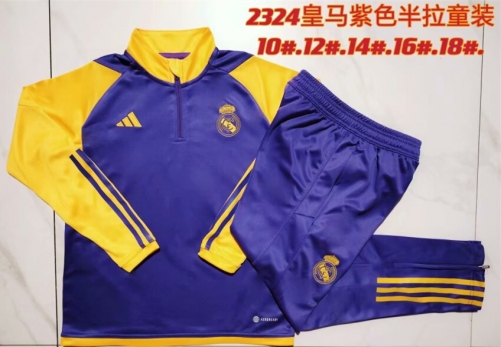 Kids 2023/24 Real Madrid Purple Kids/Youth Soccer Tracksuit Uniform-801
