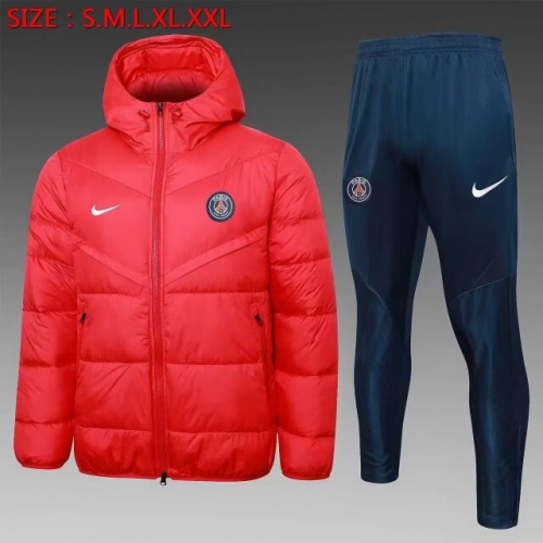 2023/24 Paris SG Red Thailand Soccer Cotton Coat With Hat-815