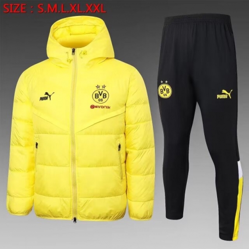 2023/24 Borussia Dortmund Yellow Thailand Soccer Cotton Coat With Hat-815