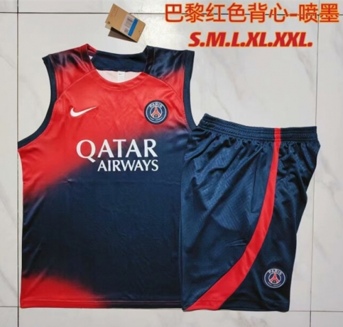 2023/24 Paris SG Red & Blue Shorts-Sleeve Thailand Soccer Uniform-815