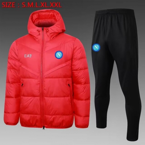 2023/24 Napoli Red Thailand Soccer Cotton Coat With Hat-815
