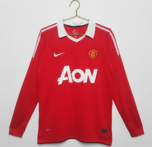10-11 Retro Version Manited United Home Red LS Thailand Soccer Jersey AAA-710