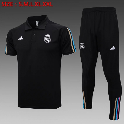 2023/24 Real Madrid Black Thailand Soccer Polo Uniform-815