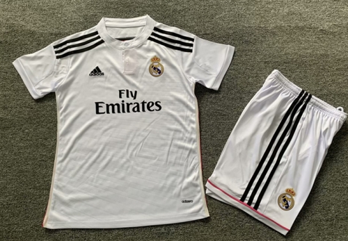 2014-2015 Retro Version Real Madrid Home White Kids/Youth Soccer Uniform-1040