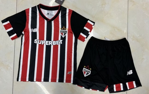 Kids 2024/25 São Paulo FC Away Red & Black Kids/Youth Soccer Uniform-A/507