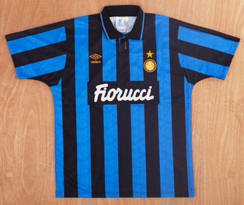 92-93 Retro Version Inter Milan Home Blue & Black Thailand Soccer Jersey AAA-1041