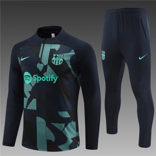 2023/24 Barcelona Green & Black Thailand Soccer Tracksuit Uniform-801