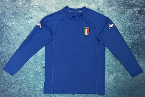 2002 Retro Version Italy Blue LS Thailand Soccer Uniform Jersey AAA-601