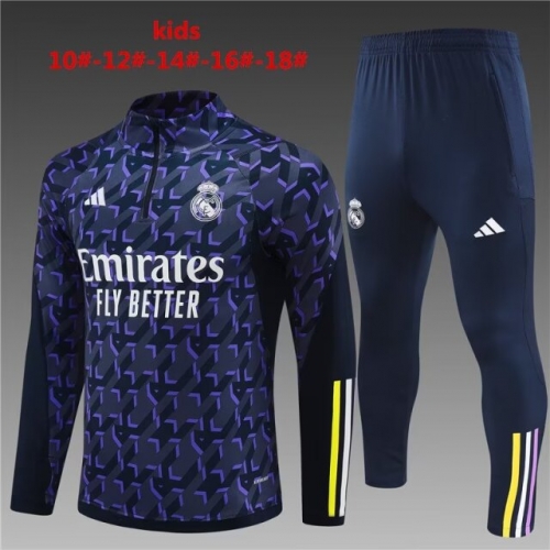 Kids 2023/24 Real Madrid Royal Blue Kids/Youth Soccer Tracksuit Uniform-801